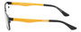 Side View of Eyebobs Protractor Designer Reading Eye Glasses with Custom Left and Right Powered Lenses in Gun Metal Black Mustard Yellow Unisex Square Full Rim Metal 54 mm