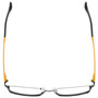 Top View of Eyebobs Protractor Designer Reading Eye Glasses with Custom Left and Right Powered Lenses in Gun Metal Black Mustard Yellow Unisex Square Full Rim Metal 54 mm