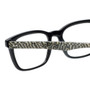 Close Up View of Eyebobs C See Through Designer Reading Glasses Gloss Black White Snakeskin 52 mm