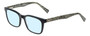 Profile View of Eyebobs C See Through Designer Blue Light Blocking Eyeglasses in Gloss Black Mosaic White Snakeskin Unisex Square Full Rim Acetate 52 mm