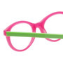 Close Up View of Eyebobs Soft Kitty Designer Reading Eye Glasses with Single Vision Prescription Rx Lenses in Pink Crystal Green Ladies Cateye Full Rim Acetate 48 mm