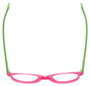 Top View of Eyebobs Soft Kitty Designer Reading Eye Glasses with Prescription Bi-Focal Rx Lenses in Pink Crystal Green Ladies Cateye Full Rim Acetate 48 mm