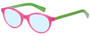 Profile View of Eyebobs Soft Kitty Designer Blue Light Blocking Eyeglasses in Pink Crystal Green Ladies Cateye Full Rim Acetate 48 mm