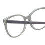 Close Up View of Eyebobs Sweetie Designer Reading Eye Glasses with Custom Left and Right Powered Lenses in Silver Grey Ladies Cateye Full Rim Acetate 54 mm