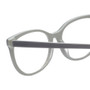 Close Up View of Eyebobs Sweetie Designer Reading Eye Glasses with Single Vision Prescription Rx Lenses in Silver Grey Ladies Cateye Full Rim Acetate 54 mm