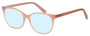 Profile View of Eyebobs Sweetie Designer Blue Light Blocking Eyeglasses in Pink Crystal Blush Ladies Cateye Full Rim Acetate 54 mm