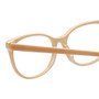 Close Up View of Eyebobs Sweetie Designer Reading Eye Glasses with Prescription Bi-Focal Rx Lenses in Tan Taupe Brown Ladies Cateye Full Rim Acetate 54 mm