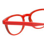 Close Up View of Eyebobs Take A Stand Designer Reading Eye Glasses with Custom Left and Right Powered Lenses in Black Layer Red Ladies Cateye Full Rim Acetate 47 mm