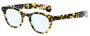 Profile View of Eyebobs Total Wit Designer Progressive Lens Blue Light Blocking Eyeglasses in Tortoise Havana Brown Light Gold Crystal Unisex Round Full Rim Acetate 46 mm