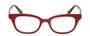 Front View of Eyebobs Touche Designer Reading Eye Glasses with Custom Left and Right Powered Lenses in Ruby Red Crystal Glitter Layer Burgundy Ladies Cateye Full Rim Acetate 48 mm