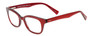 Profile View of Eyebobs Touche Designer Progressive Lens Prescription Rx Eyeglasses in Ruby Red Crystal Glitter Layer Burgundy Ladies Cateye Full Rim Acetate 48 mm