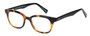 Profile View of Eyebobs Touche Designer Reading Eye Glasses with Custom Cut Powered Lenses in Tortoise Havana Brown Gold Black Ladies Cateye Full Rim Acetate 48 mm