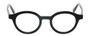 Front View of Eyebobs TV Party Designer Reading Eye Glasses with Custom Left and Right Powered Lenses in Gloss Black Tribal Stripes Unisex Round Full Rim Acetate 44 mm