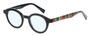 Profile View of Eyebobs TV Party Designer Progressive Lens Blue Light Blocking Eyeglasses in Gloss Black Tribal Stripes Unisex Round Full Rim Acetate 44 mm