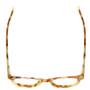 Top View of Eyebobs Waylaid Designer Reading Eye Glasses with Prescription Progressive Rx Lenses in Caramel Blonde Tortoise Havana Brown Gold Ladies Round Full Rim Acetate 46 mm