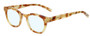 Profile View of Eyebobs Waylaid Designer Progressive Lens Blue Light Blocking Eyeglasses in Caramel Blonde Tortoise Havana Brown Gold Ladies Round Full Rim Acetate 46 mm