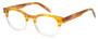 Profile View of Eyebobs Waylaid Designer Single Vision Prescription Rx Eyeglasses in Amber Brown Horn Marble Fade Crystal Ladies Round Full Rim Acetate 46 mm
