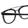 Close Up View of Eyebobs Wedge Round Designer Reading Glasses Black Silver Powder Baby Blue 52 mm