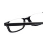 Close Up View of Eyebobs What Inheritance Designer Reading Eye Glasses with Custom Left and Right Powered Lenses in Gloss Black Unisex Rectangle Semi-Rimless Acetate 47 mm