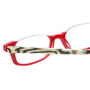 Close Up View of Eyebobs What Inheritance Semi-Rimless Reading Glasses Red Zebra Black White 47mm