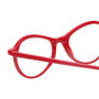 Close Up View of Eyebobs Barbee Q Designer Reading Eye Glasses with Custom Left and Right Powered Lenses in Gloss Red Ladies Cateye Full Rim Acetate 50 mm