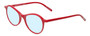 Profile View of Eyebobs Barbee Q Designer Progressive Lens Blue Light Blocking Eyeglasses in Gloss Red Ladies Cateye Full Rim Acetate 50 mm