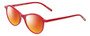 Profile View of Eyebobs Barbee Q Designer Polarized Sunglasses with Custom Cut Red Mirror Lenses in Gloss Red Ladies Cateye Full Rim Acetate 50 mm