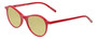 Profile View of Eyebobs Barbee Q Designer Polarized Reading Sunglasses with Custom Cut Powered Sun Flower Yellow Lenses in Gloss Red Ladies Cateye Full Rim Acetate 50 mm