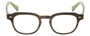 Front View of Eyebobs Bench Mark Designer Reading Eye Glasses with Custom Left and Right Powered Lenses in Brown Crystal Olive Green Ladies Cateye Full Rim Acetate 46 mm