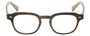 Front View of Eyebobs Bench Mark Designer Reading Eye Glasses with Prescription Progressive Rx Lenses in Brown Crystal Olive Green Ladies Cateye Full Rim Acetate 46 mm