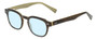 Profile View of Eyebobs Bench Mark Designer Blue Light Blocking Eyeglasses in Brown Crystal Olive Green Ladies Cateye Full Rim Acetate 46 mm