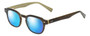Profile View of Eyebobs Bench Mark Designer Polarized Reading Sunglasses with Custom Cut Powered Blue Mirror Lenses in Brown Crystal Olive Green Ladies Cateye Full Rim Acetate 46 mm