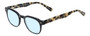 Profile View of Eyebobs Bench Mark Designer Blue Light Blocking Eyeglasses in Black Tan Brown Tortoise Havana Ladies Cateye Full Rim Acetate 46 mm