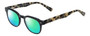 Profile View of Eyebobs Bench Mark Designer Polarized Reading Sunglasses with Custom Cut Powered Green Mirror Lenses in Black Tan Brown Tortoise Havana Ladies Cateye Full Rim Acetate 46 mm