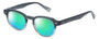 Profile View of Eyebobs Bench Mark Designer Polarized Reading Sunglasses with Custom Cut Powered Green Mirror Lenses in Grey Fade Crystal Stripe Ladies Cateye Full Rim Acetate 46 mm