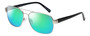 Profile View of Eyebobs Big Ball Designer Polarized Reading Sunglasses with Custom Cut Powered Green Mirror Lenses in Gun Metal Silver Unisex Aviator Full Rim Metal 56 mm