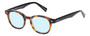 Profile View of Eyebobs Bitty Witty Designer Blue Light Blocking Eyeglasses in Tortoise Havana Brown Gold Ladies Round Full Rim Acetate 42 mm