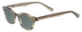 Profile View of Eyebobs Bitty Witty Designer Polarized Reading Sunglasses with Custom Cut Powered Smoke Grey Lenses in Amber Brown Crystal Marble Ladies Round Full Rim Acetate 42 mm