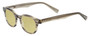 Profile View of Eyebobs Bitty Witty Designer Polarized Reading Sunglasses with Custom Cut Powered Sun Flower Yellow Lenses in Amber Brown Crystal Marble Ladies Round Full Rim Acetate 42 mm