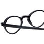 Close Up View of Eyebobs Board Stiff Designer Reading Eye Glasses with Prescription Bi-Focal Rx Lenses in Gloss Black Ladies Round Full Rim Acetate 42 mm