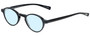 Profile View of Eyebobs Board Stiff Designer Progressive Lens Blue Light Blocking Eyeglasses in Gloss Black Ladies Round Full Rim Acetate 42 mm
