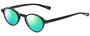 Profile View of Eyebobs Board Stiff Designer Polarized Reading Sunglasses with Custom Cut Powered Green Mirror Lenses in Gloss Black Ladies Round Full Rim Acetate 42 mm