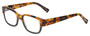 Profile View of Eyebobs Bossy Designer Reading Eye Glasses with Custom Cut Powered Lenses in Tortoise Havana Brown Gold Black Unisex Square Full Rim Acetate 51 mm
