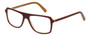 Profile View of Eyebobs Buzzed Designer Reading Glasses Burgundy Red Layer Orange Crystal 52 mm