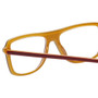 Close Up View of Eyebobs Buzzed Designer Reading Glasses Burgundy Red Layer Orange Crystal 52 mm