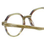 Close Up View of Eyebobs Cheap Therapy Round Reading Glasses in Green White Gold Marble Horn 45mm