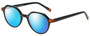Profile View of Eyebobs Cheap Therapy Designer Polarized Sunglasses with Custom Cut Blue Mirror Lenses in Black Red Tortoise Havana Unisex Round Full Rim Acetate 45 mm