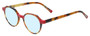 Profile View of Eyebobs Cheap Therapy Designer Progressive Lens Blue Light Blocking Eyeglasses in Brown Red Gold Tortoise Havana Ladies Round Full Rim Acetate 45 mm