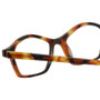Close Up View of Eyebobs Firecracker Designer Reading Eye Glasses with Prescription Progressive Rx Lenses in Matte Tortoise Brown Gold Orange Black Ladies Square Full Rim Acetate 47 mm
