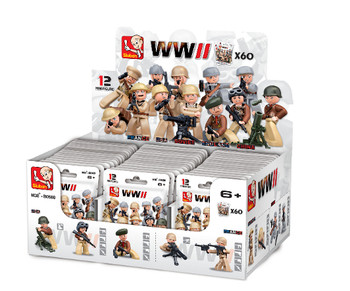 B0580 WORLD WAR 2 MINI FIGURES IN BLIND PACKS SOLD AS A DISPLAY OF 60